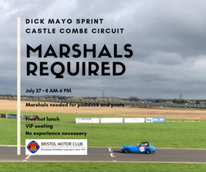 Marshals Required: Dick Mayo Sprint